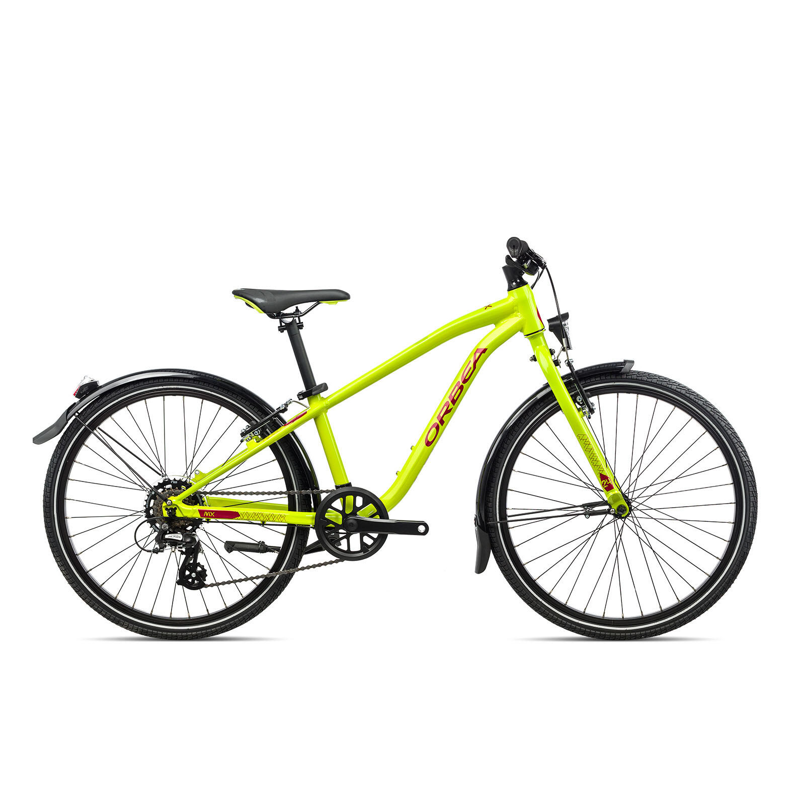 Bicicleta copii MX 24 Park - galben fluo-rosu