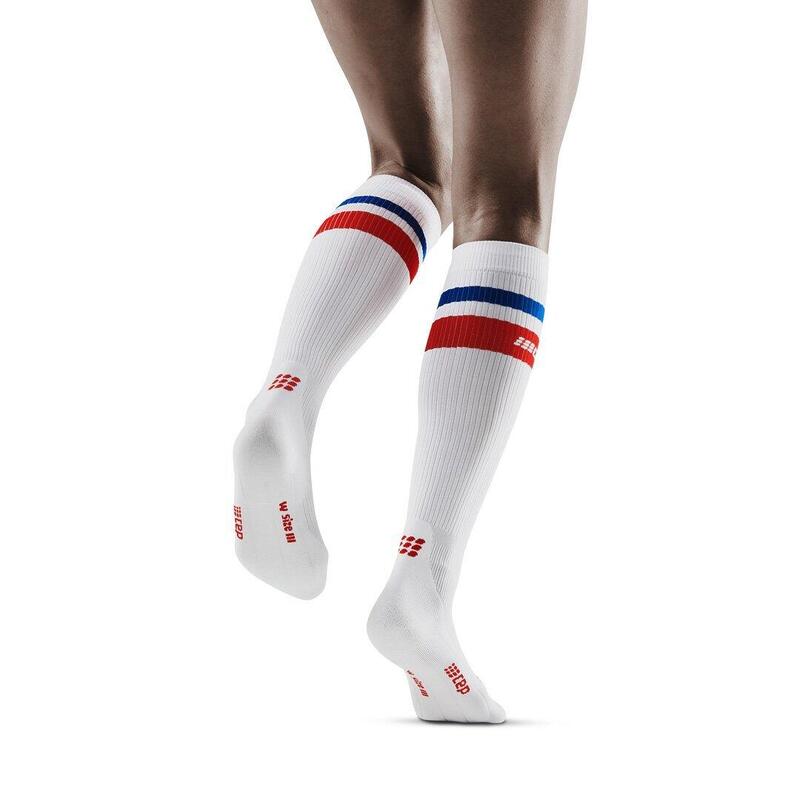 Sosete de compresie pentru femei 80's women socks - alb rosu albastru