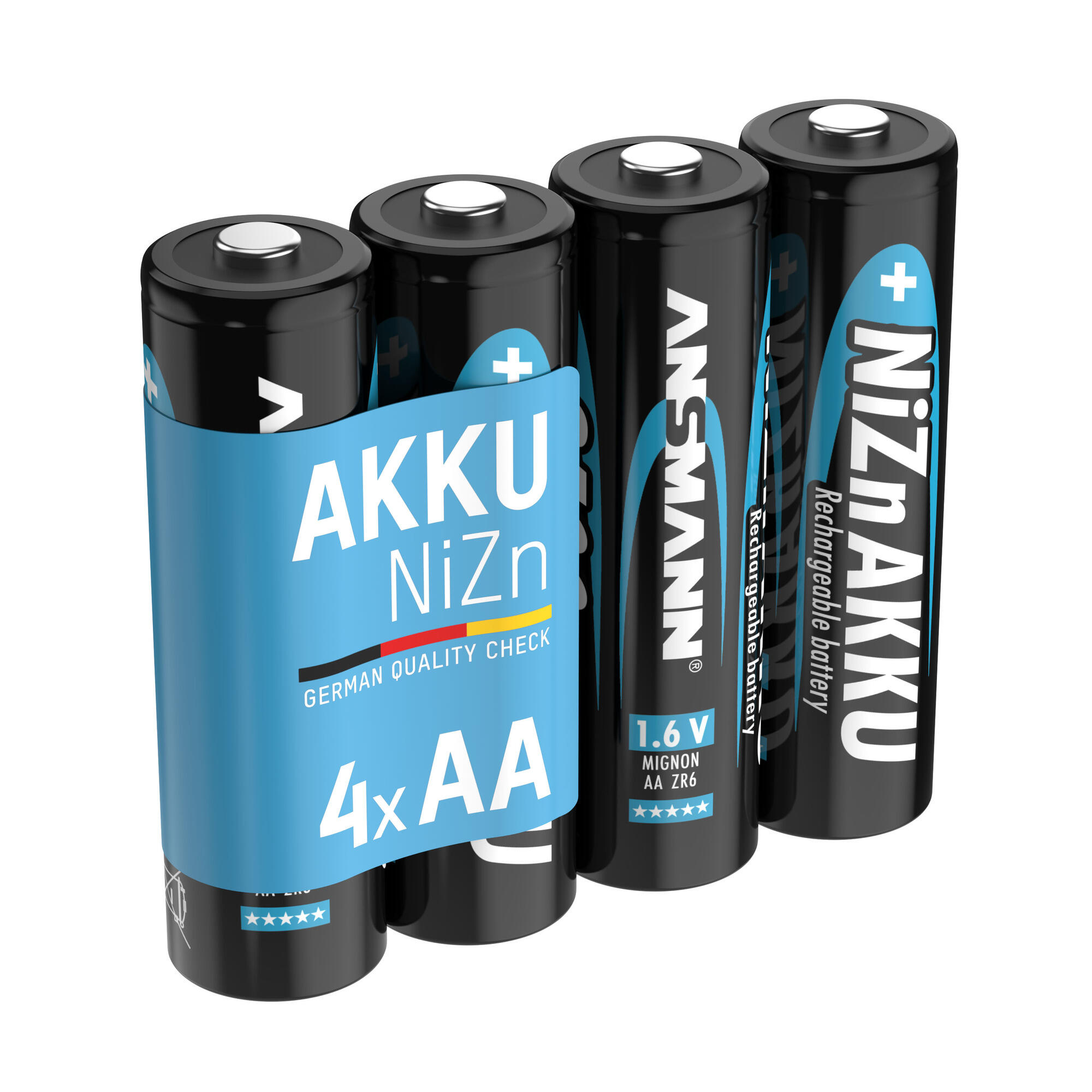 Akku Mignon AA 1500mAh 1,6V NiZn, 4 Stück, für Controller, Kamera 1/7