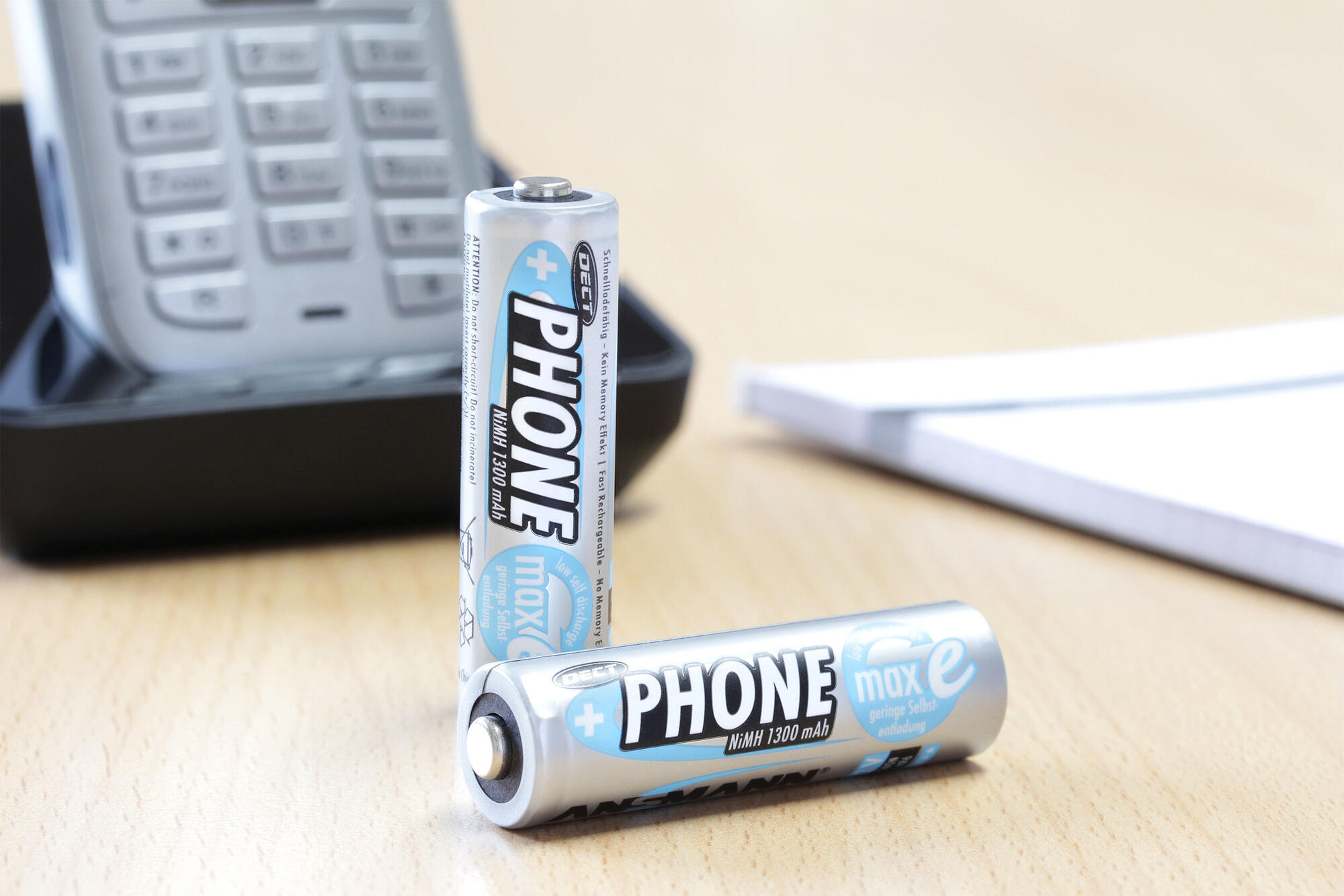 ANSMANN Akku AA Mignon 1300mAh 1,2V, 4 Stück, wiederaufladbar für Telefon DECT 5/7