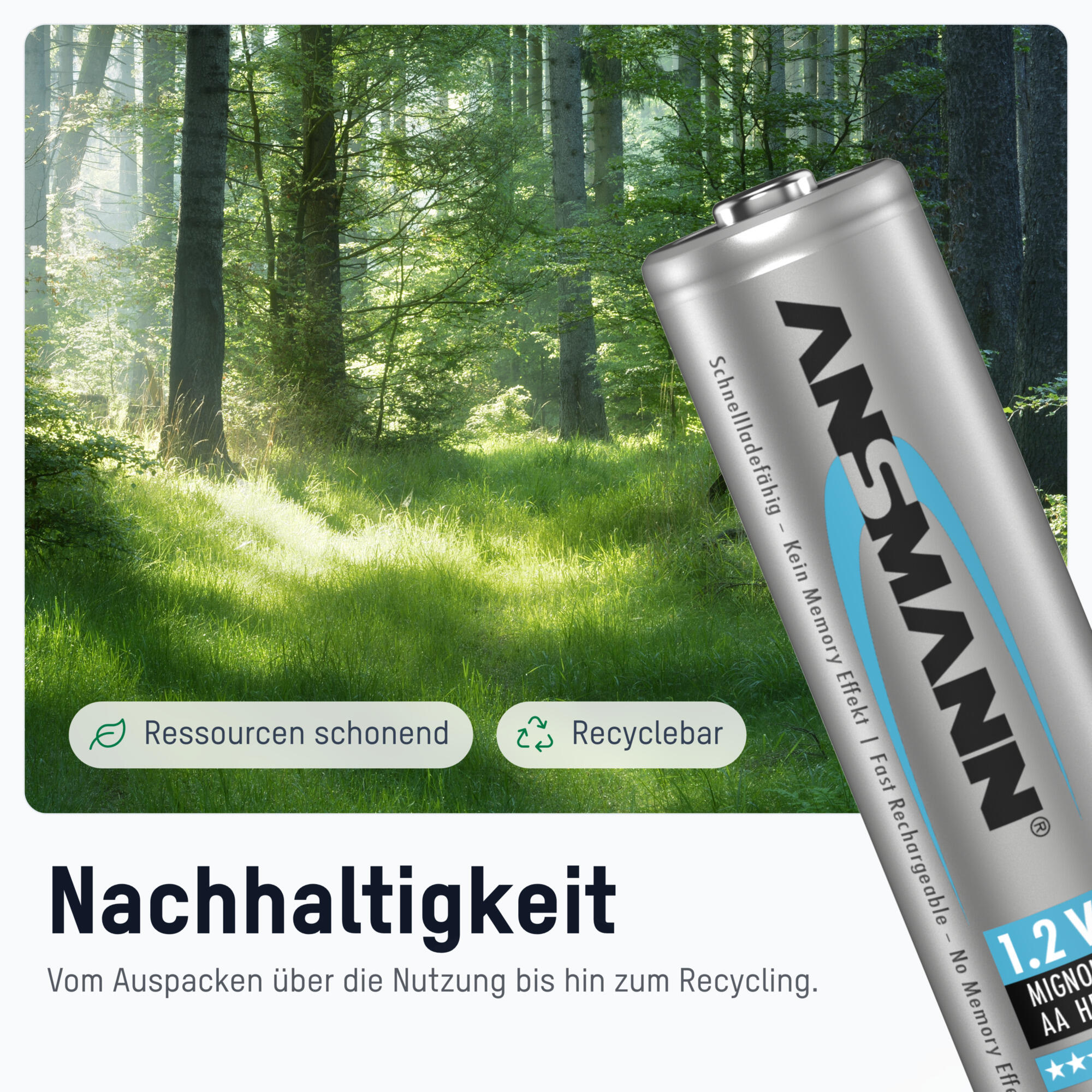 ANSMANN Akku AA Mignon 1300mAh 1,2V, 4 Stück, wiederaufladbar für Telefon DECT 2/7
