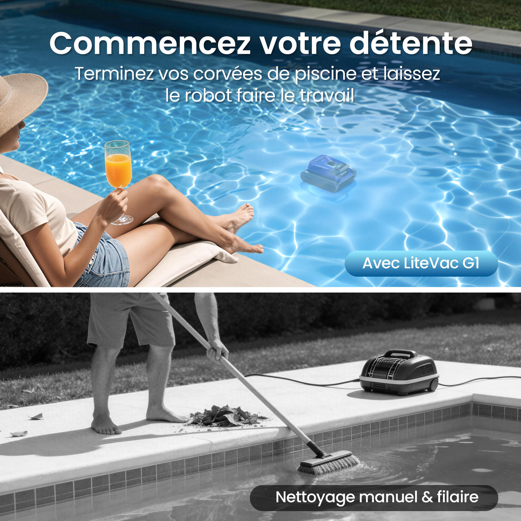 Gosvor LiteVac G1 Robot nettoyeur de piscine sans fil 8/10