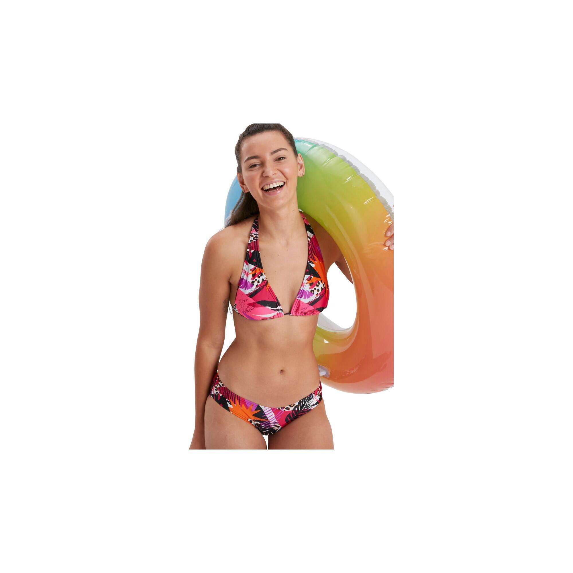 Costum de inot femei Speedo Triangle bleumarin/roz