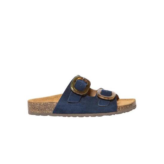 Mules - Femme - Cuir - Rayanna - Bleu marine