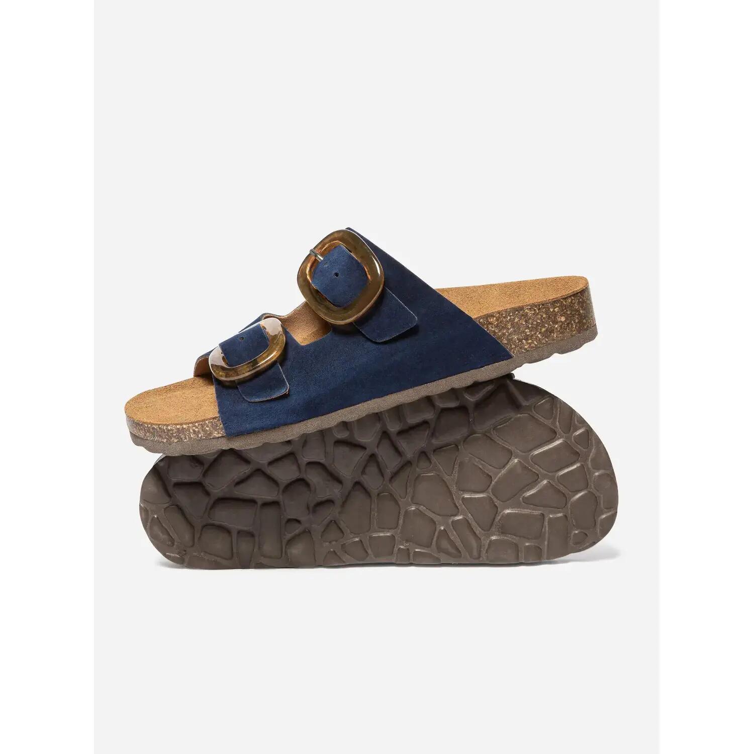 Mules - Femme - Fermeture boucle, Talon 20 mm - Rayanna - Bleu marine 3/4