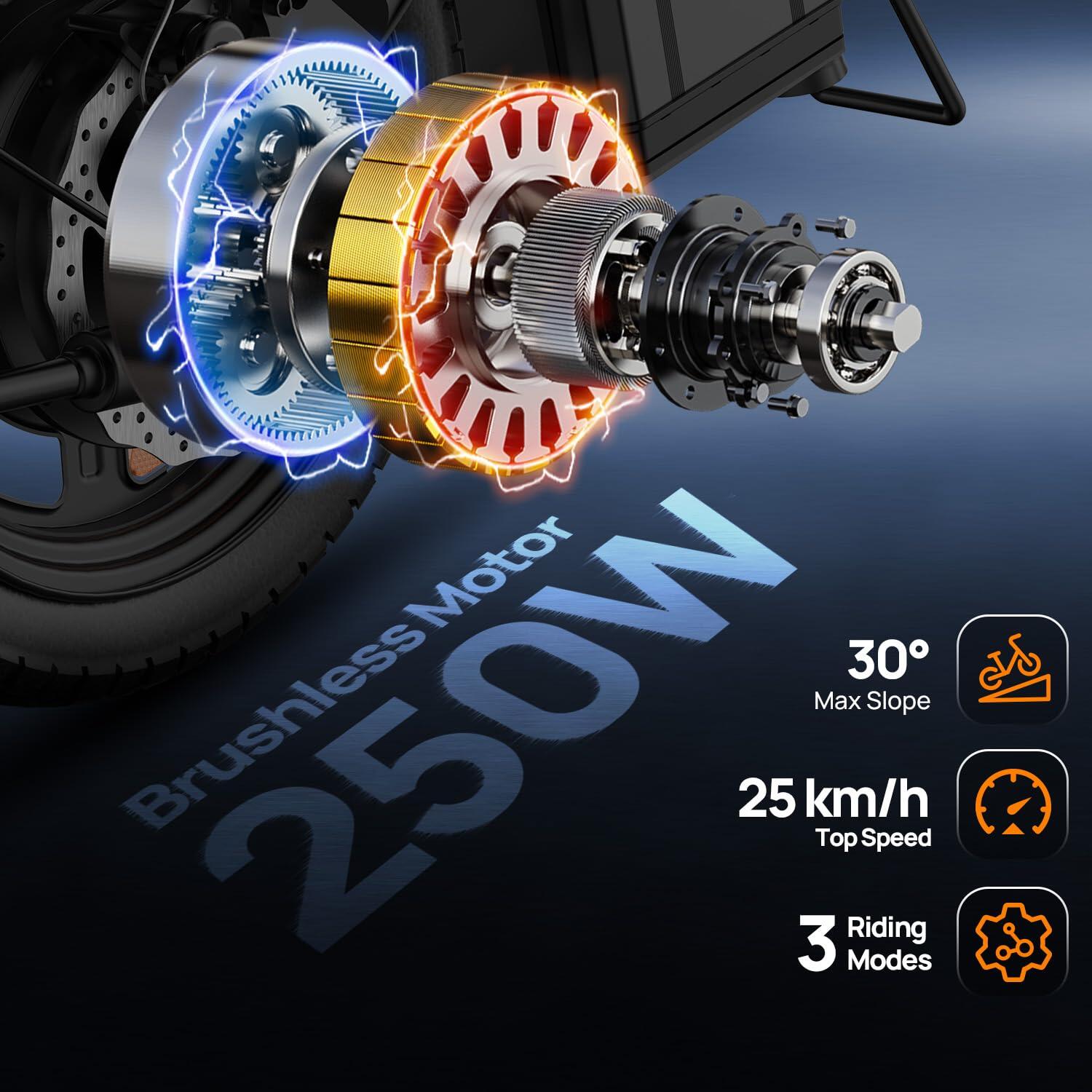 Vélo électrique pliable URLIFE F1L 14" batterie 48 V 7.5 Ah (40 km) moteur 250W 2/6