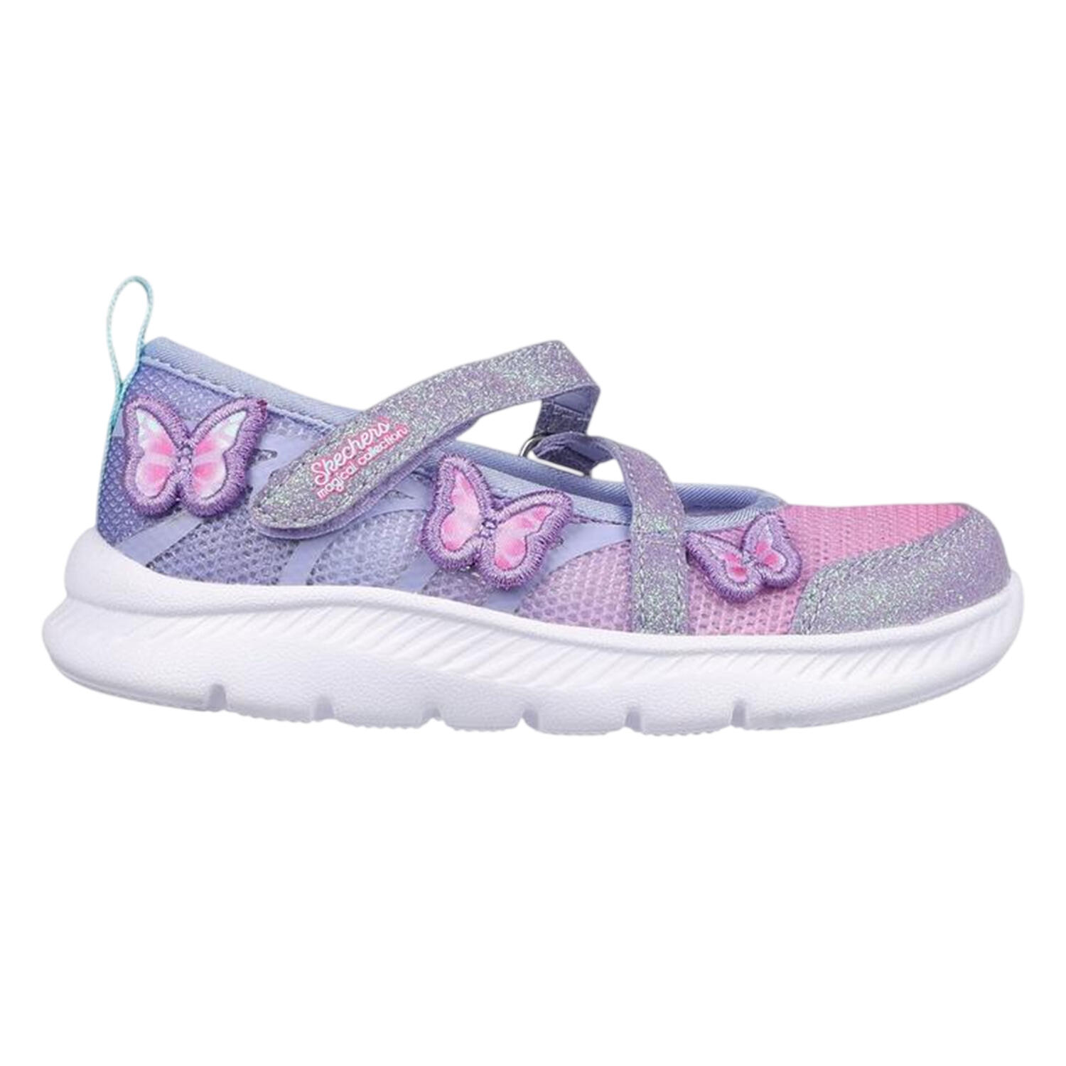 Skechers Girls Comfyflex 2 Butterfly Glitter Trainers