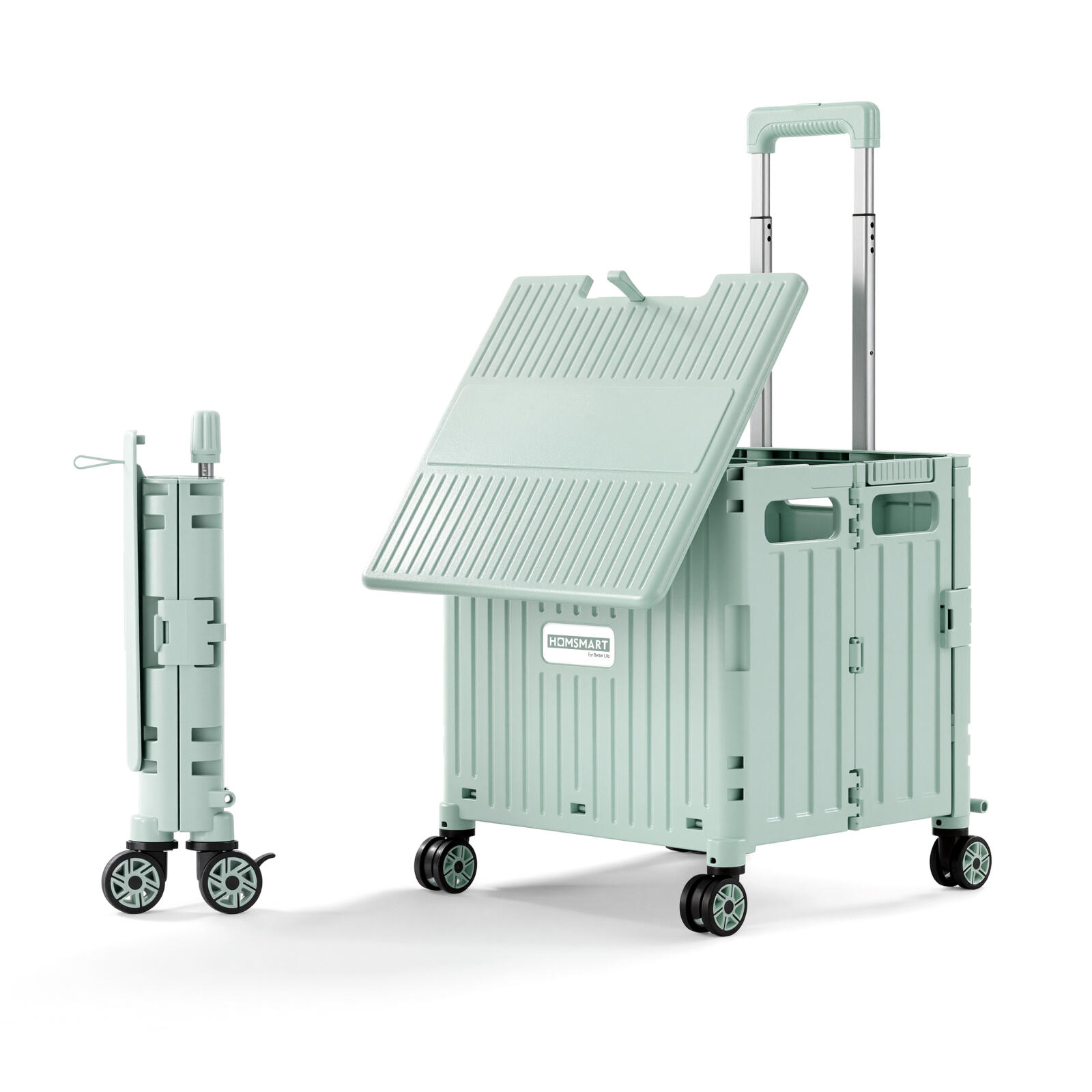 Viviendo 65L Foldable Camping Trolley Cart with Sliding Lid - Green