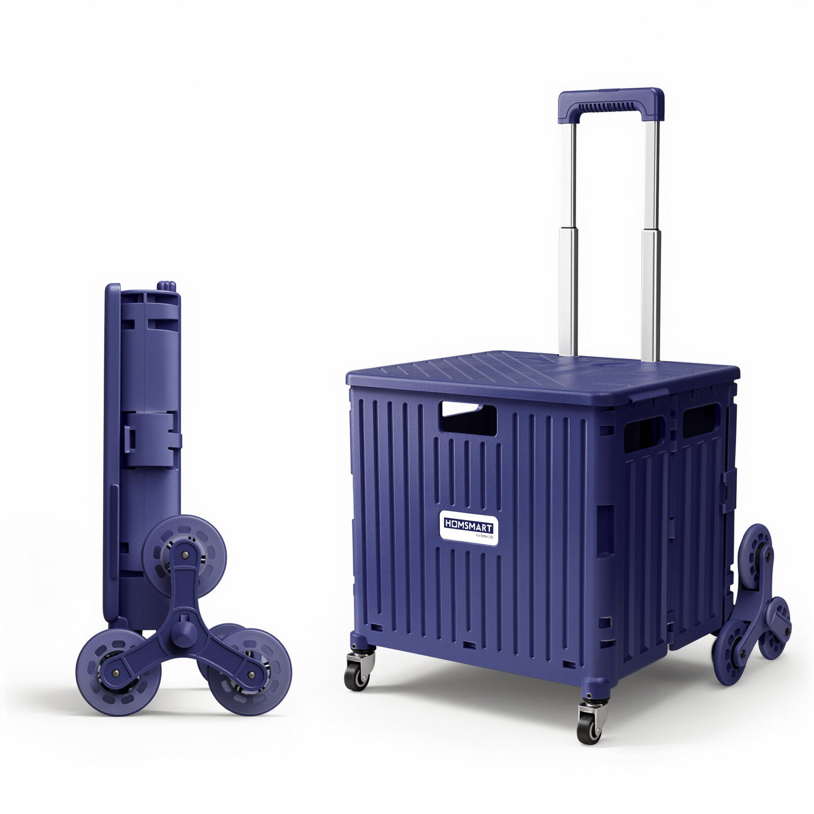 Viviendo 65L Foldable Camping Trolley Cart with Stair Climbing Wheels - Purple