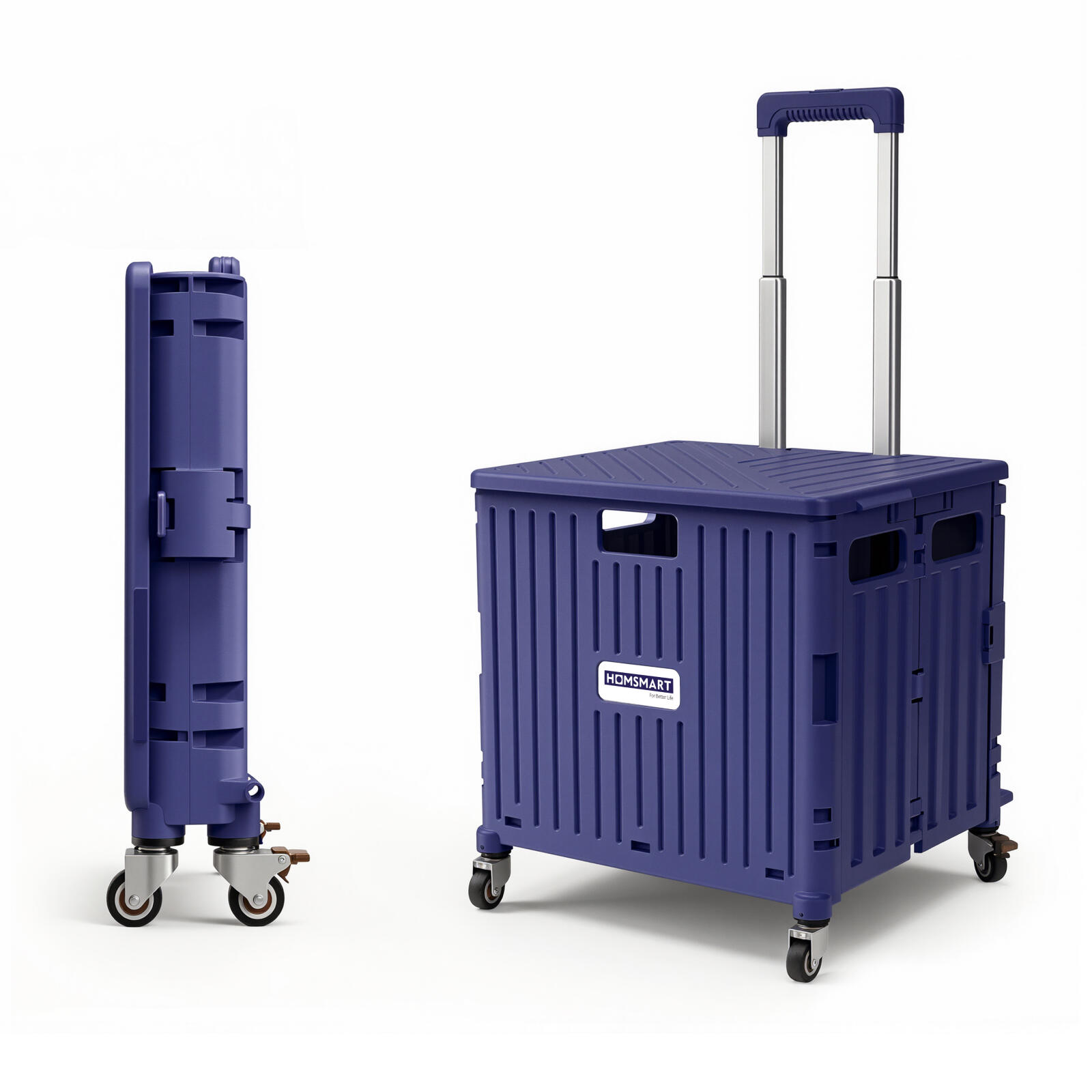 Viviendo 65L Foldable Camping Trolley Cart with Rolling Wheels - Purple