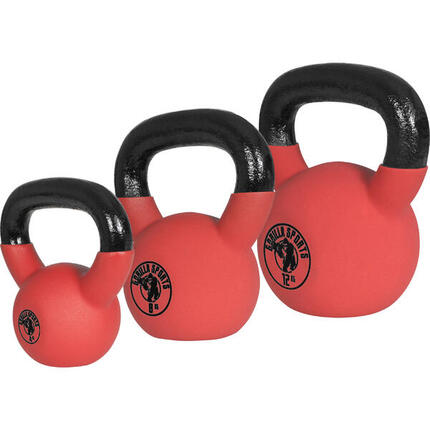 Kettlebell set - 4 kg 8 kg 12 kg - Gietijzer - Rubber Coating - Vinyl - Rood