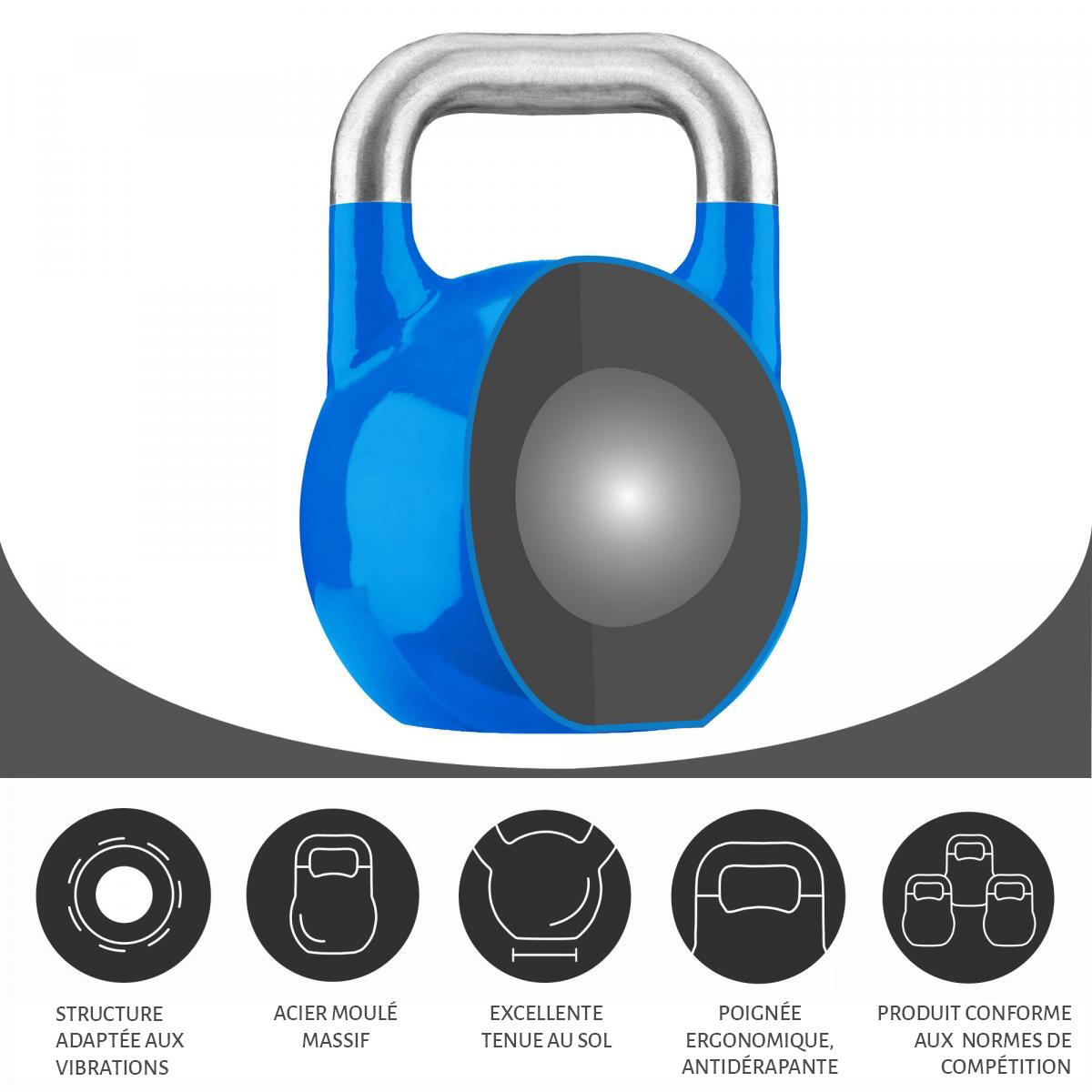 KETTLEBELL DE COMPÉTITION | MUSCULATION | POIDS AU CHOIX DE 8KG À 40KG 4/7