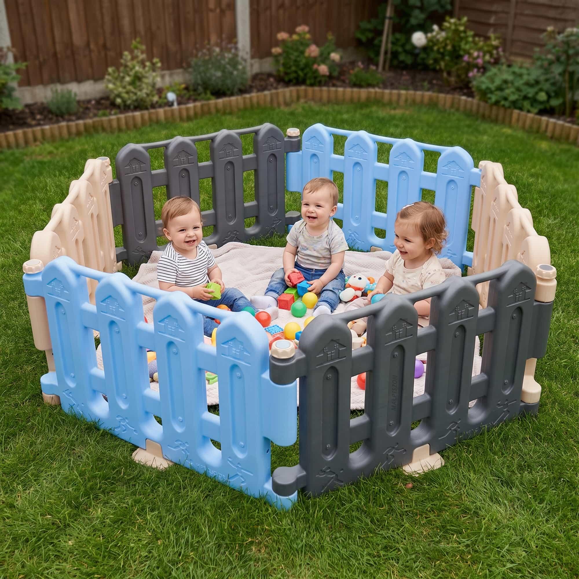 Recinzione modulare per bambini Primavera grigio-blu 5/7