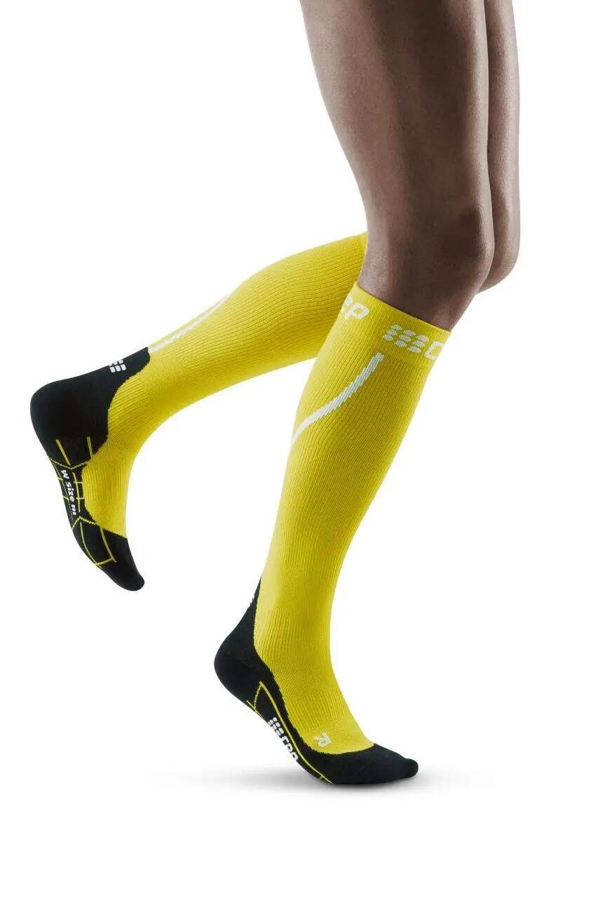 Sosete de compresie pentru femei alergare iarna Winter Run Socks - galben negru 3/5