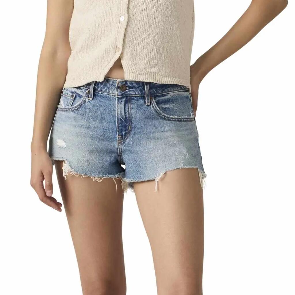 LEVI'S women's low-rise denim shorts, regular fit, raw hem, blue