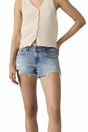 Shorts – Sportbekleidung – Damen – niedrige Denim-Taille, regulär – Blau