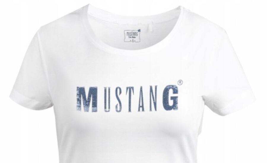 Koszulka Damska Mustang Sportowa Biała Bawełna Logo 2/3