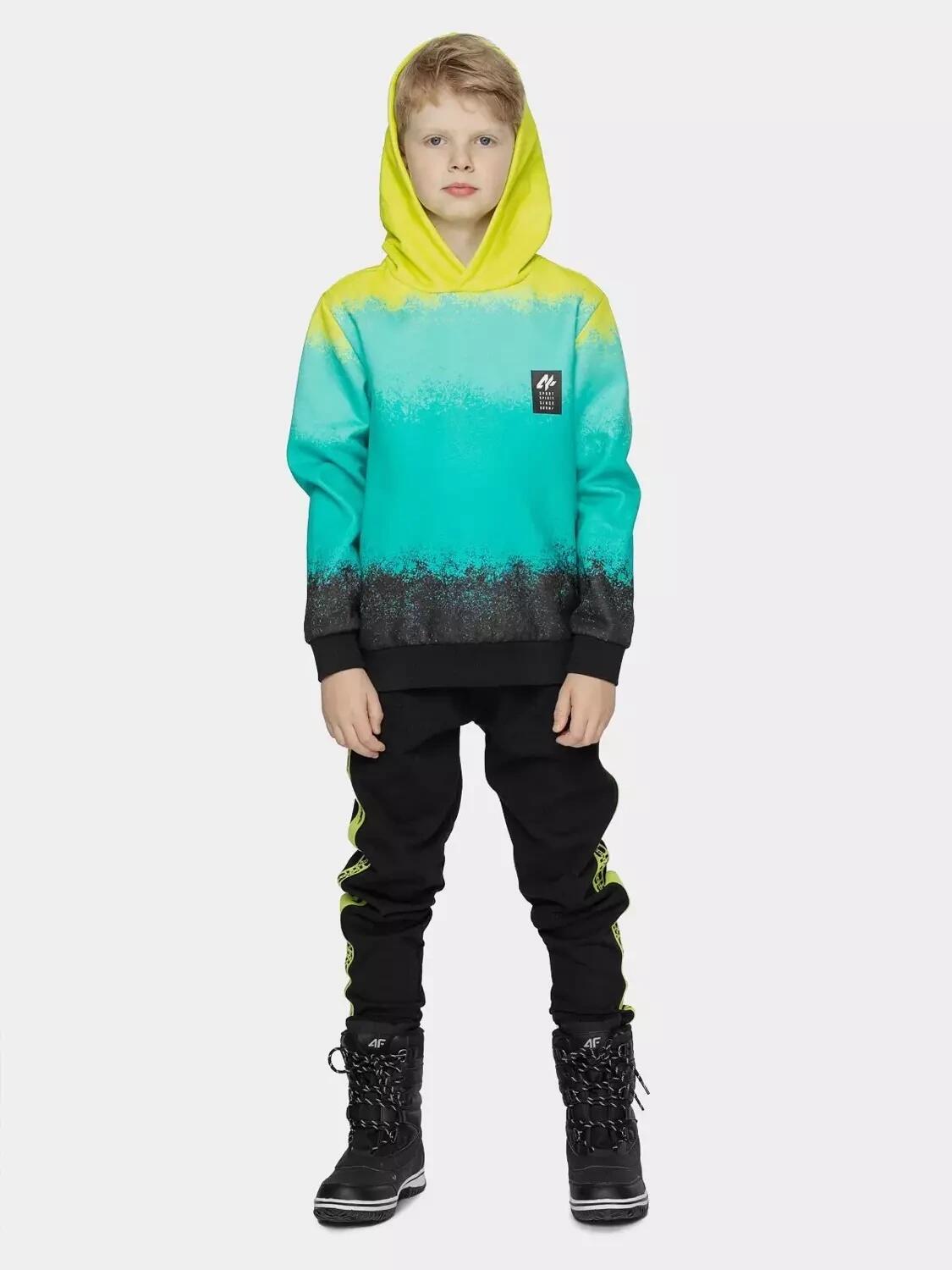 Bluza chłopięca bawełniana z kapturem 4F 4FJWSS26TSWSM3184 2/4