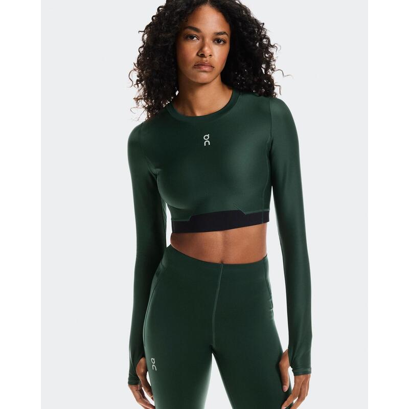 Bluză crop On Train Long Sleeve Crop W | antrenament - Obsidian