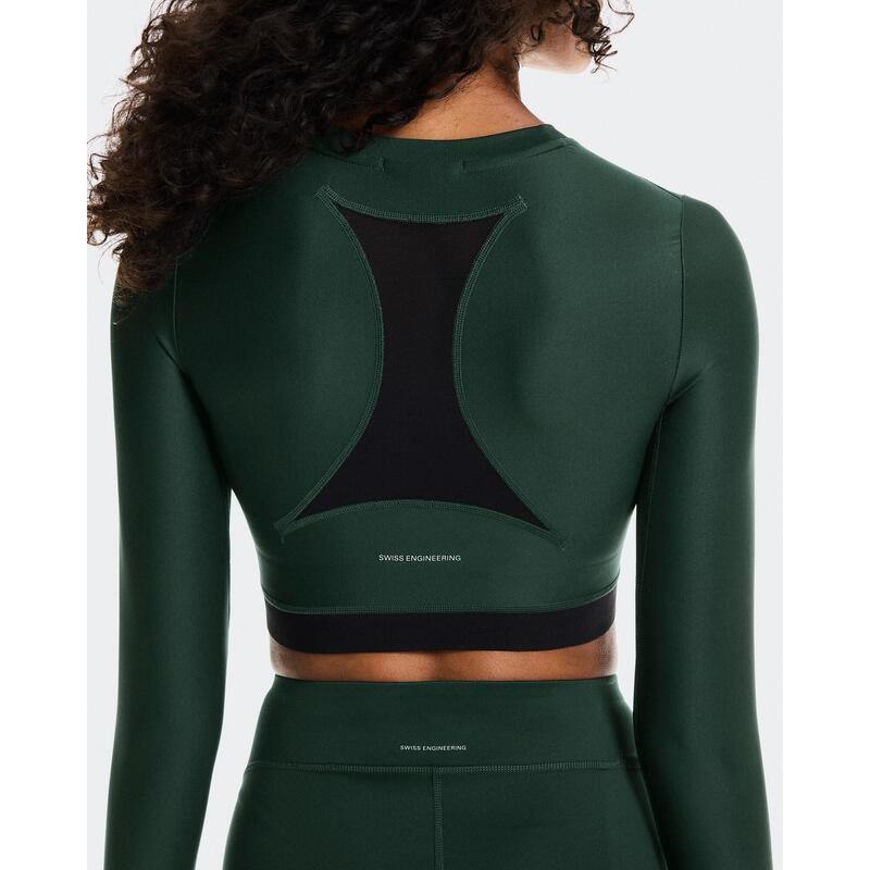 Bluză crop On Train Long Sleeve Crop W | antrenament - Obsidian