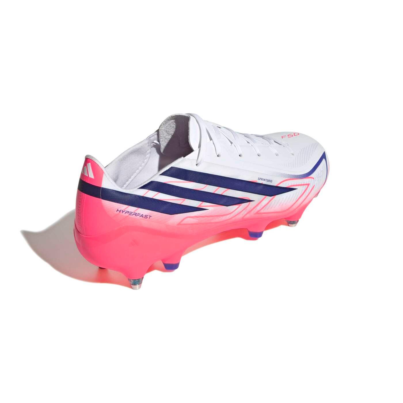 Crampons Adidas F50 Hyperfast League SGlite Blanc et rose 5/7