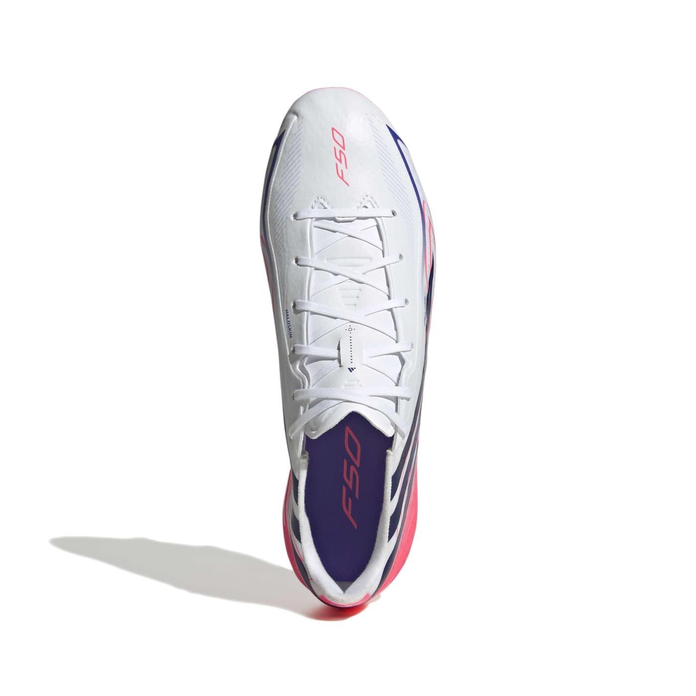 Crampons Adidas F50 Hyperfast League SGlite Blanc et rose 4/7