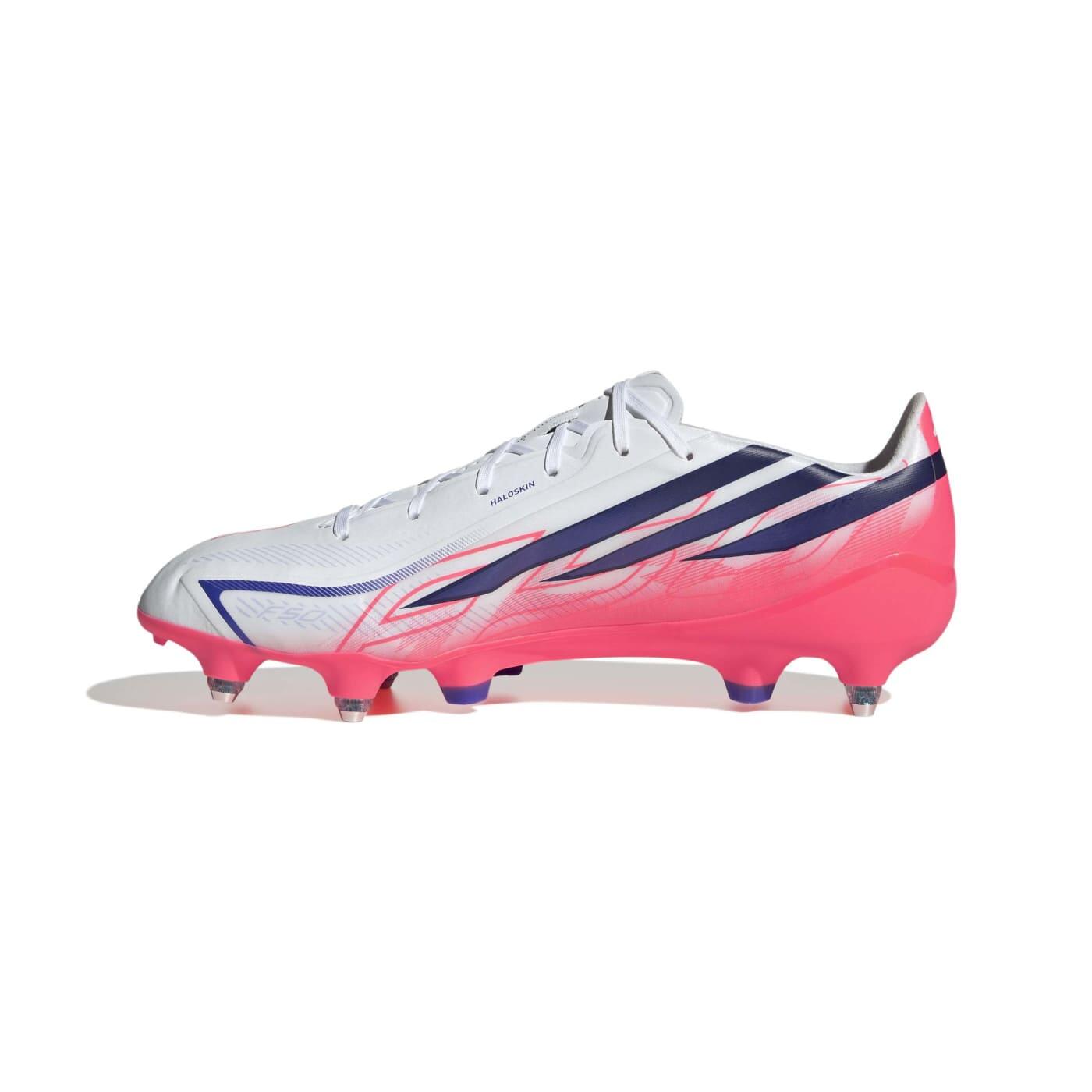 Crampons Adidas F50 Hyperfast League SGlite Blanc et rose 3/7
