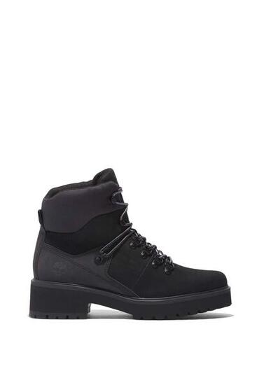 Botte femme - cuir velours, lacets - Carnaby Cool - noir