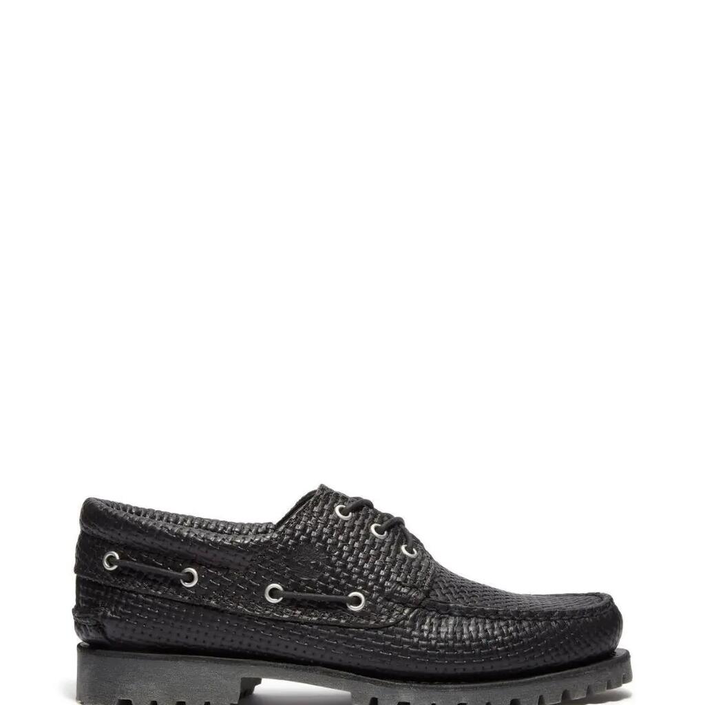 Men's Timberland Authentic 3-Eye Lug boat shoes - black full-grain leather