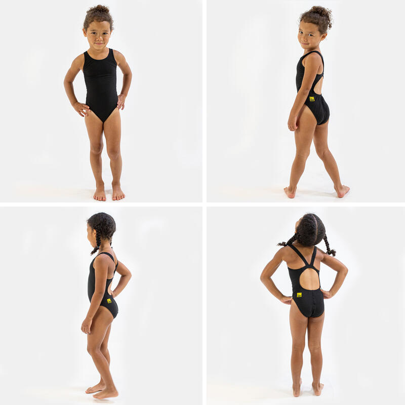 Costum de baie intreg Fete Bladeback - verde inchis pin solid