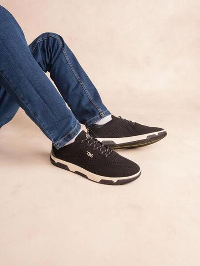 Tennis toile - Homme - Fermeture lacets - GUEKNIT - Noir