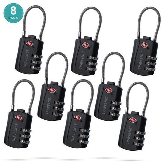 Travelnet Lucchetto da viaggio TSA con combinazione Set da 8
