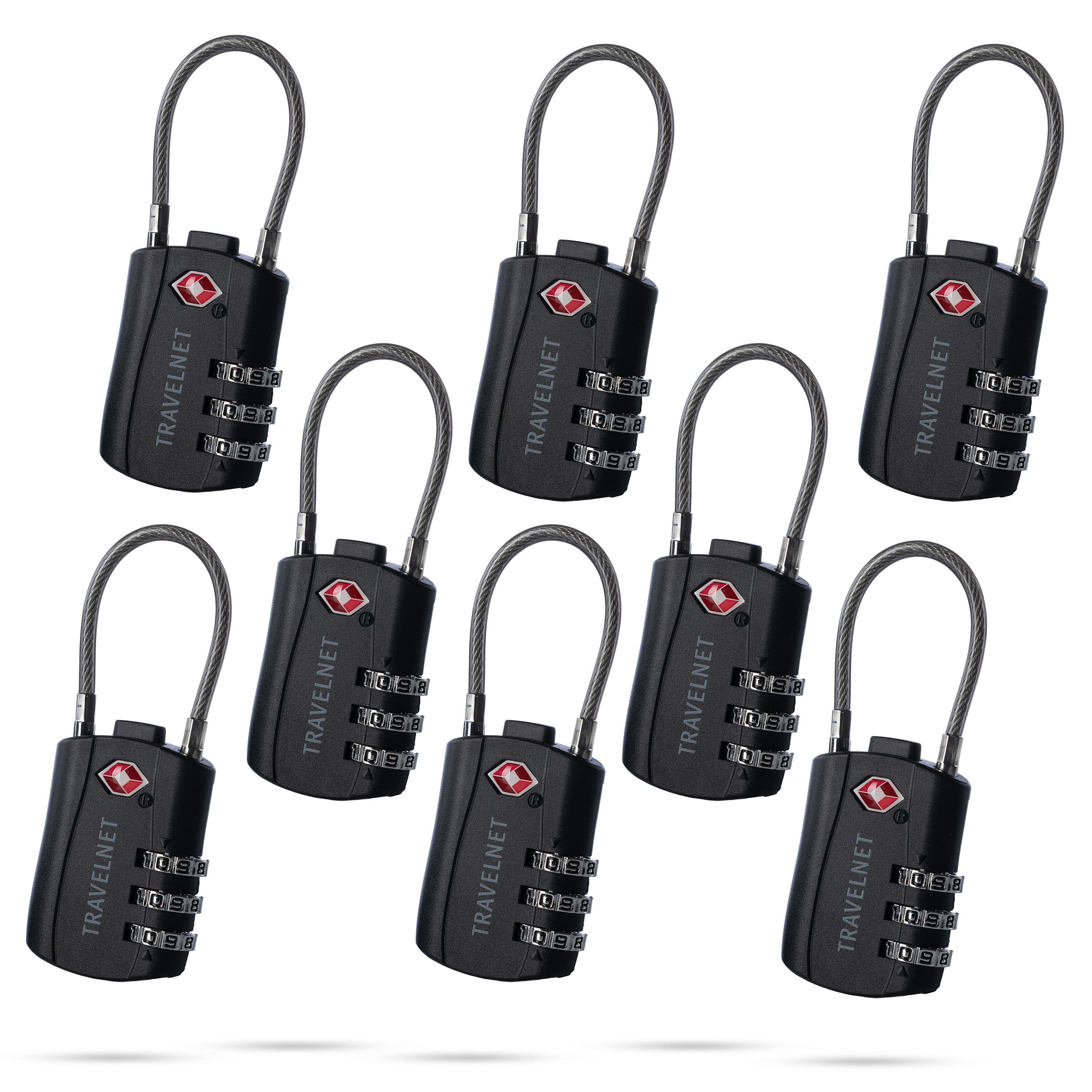 Travelnet Lucchetto da viaggio TSA con combinazione Set da 8 7/7