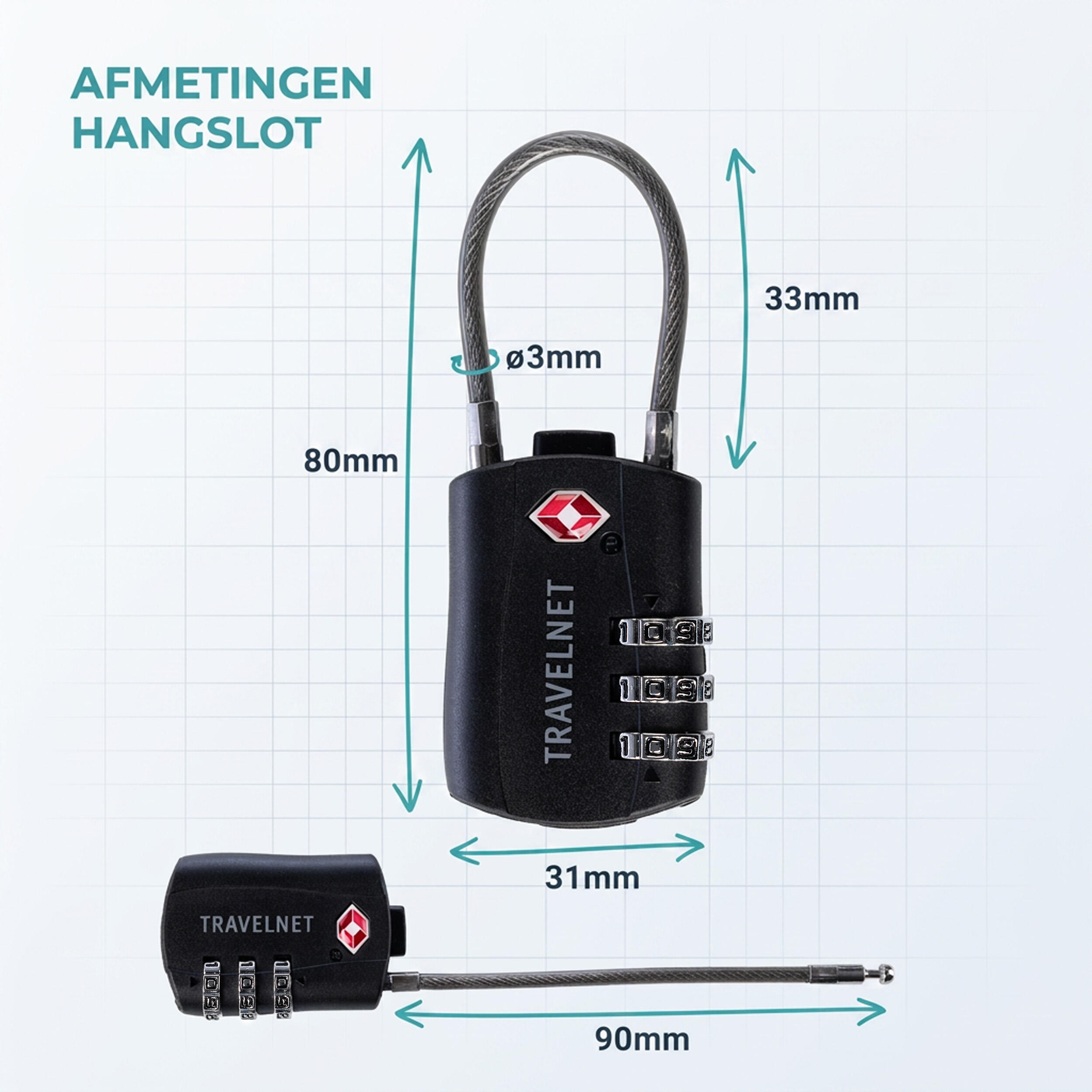 Travelnet Lucchetto da viaggio TSA con combinazione Set da 4 4/7