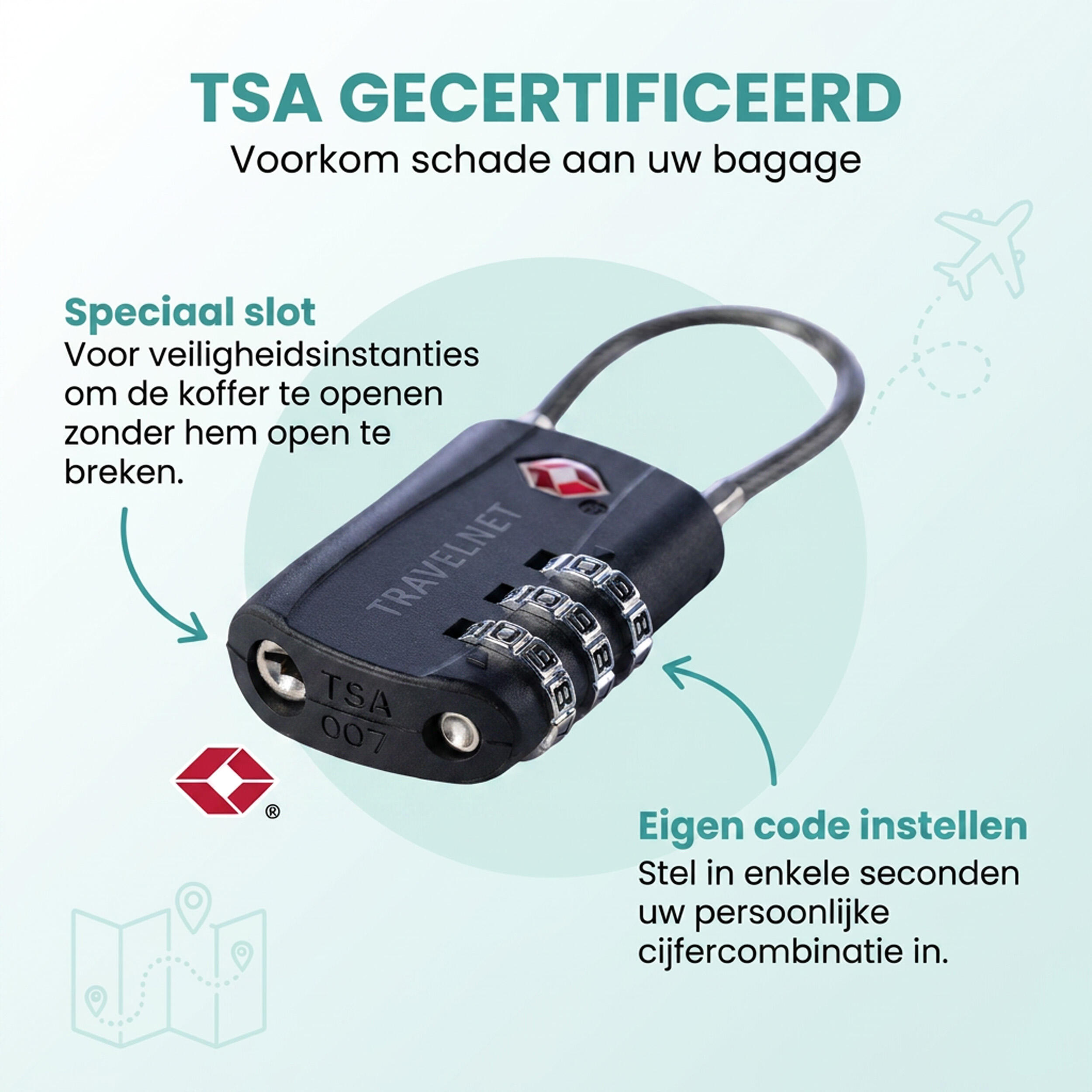 Travelnet Lucchetto da viaggio TSA con combinazione Set da 4 5/7