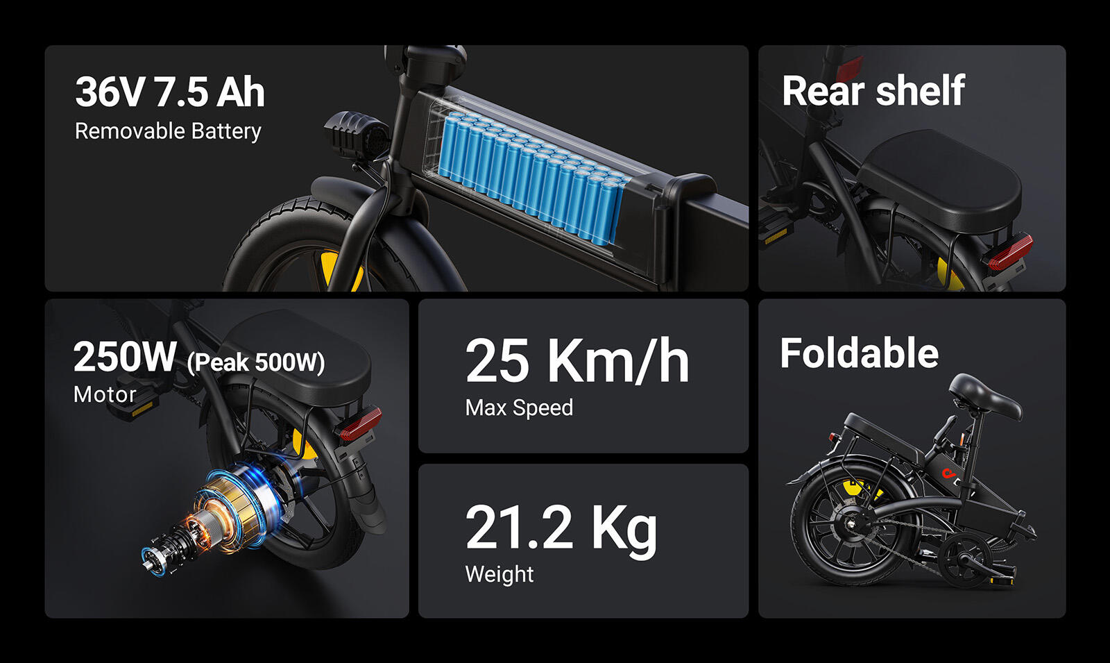 Bicicletta elettrica per adulti DYU A1F PRO, batteria da 36V 7,5Ah 11/15