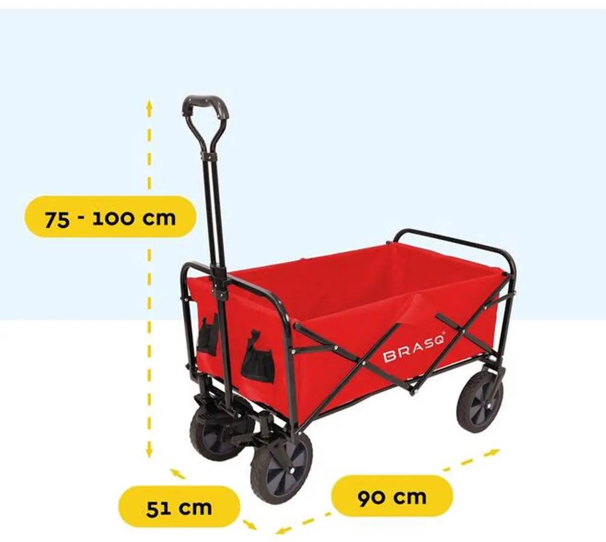 BRASQ Bolderkar Opvouwbaar - 100 Liter - 80 KG Draagkracht - Rood 7/11