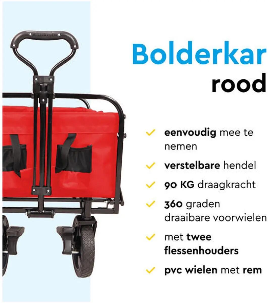 BRASQ Bolderkar Opvouwbaar - 100 Liter - 80 KG Draagkracht - Rood 6/11