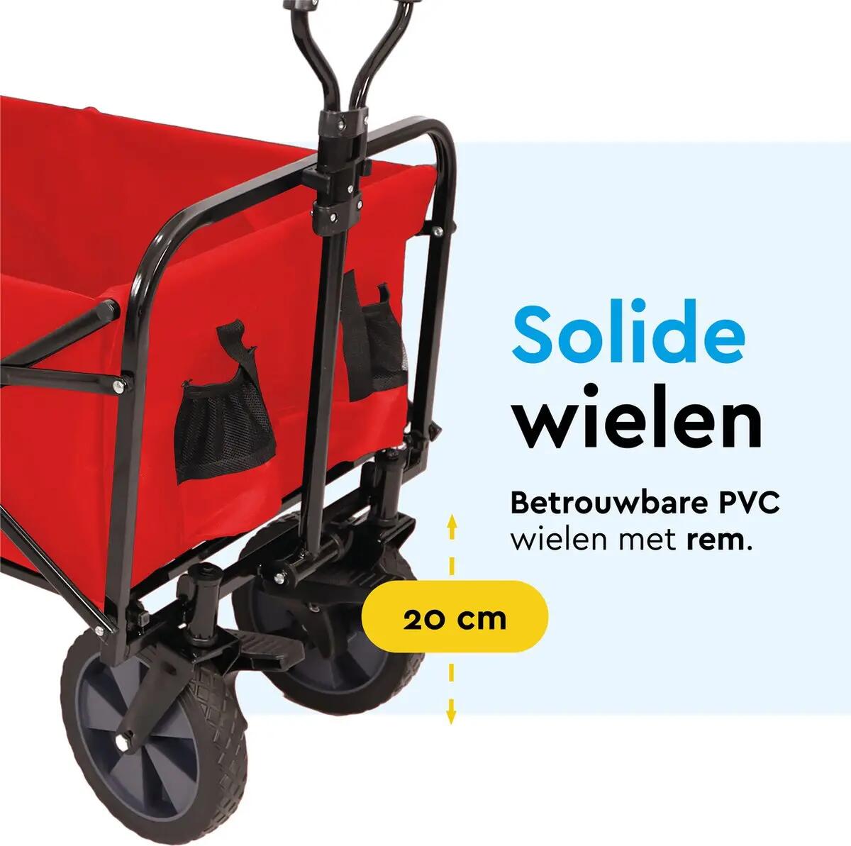 BRASQ Bolderkar Opvouwbaar - 100 Liter - 80 KG Draagkracht - Rood 4/11