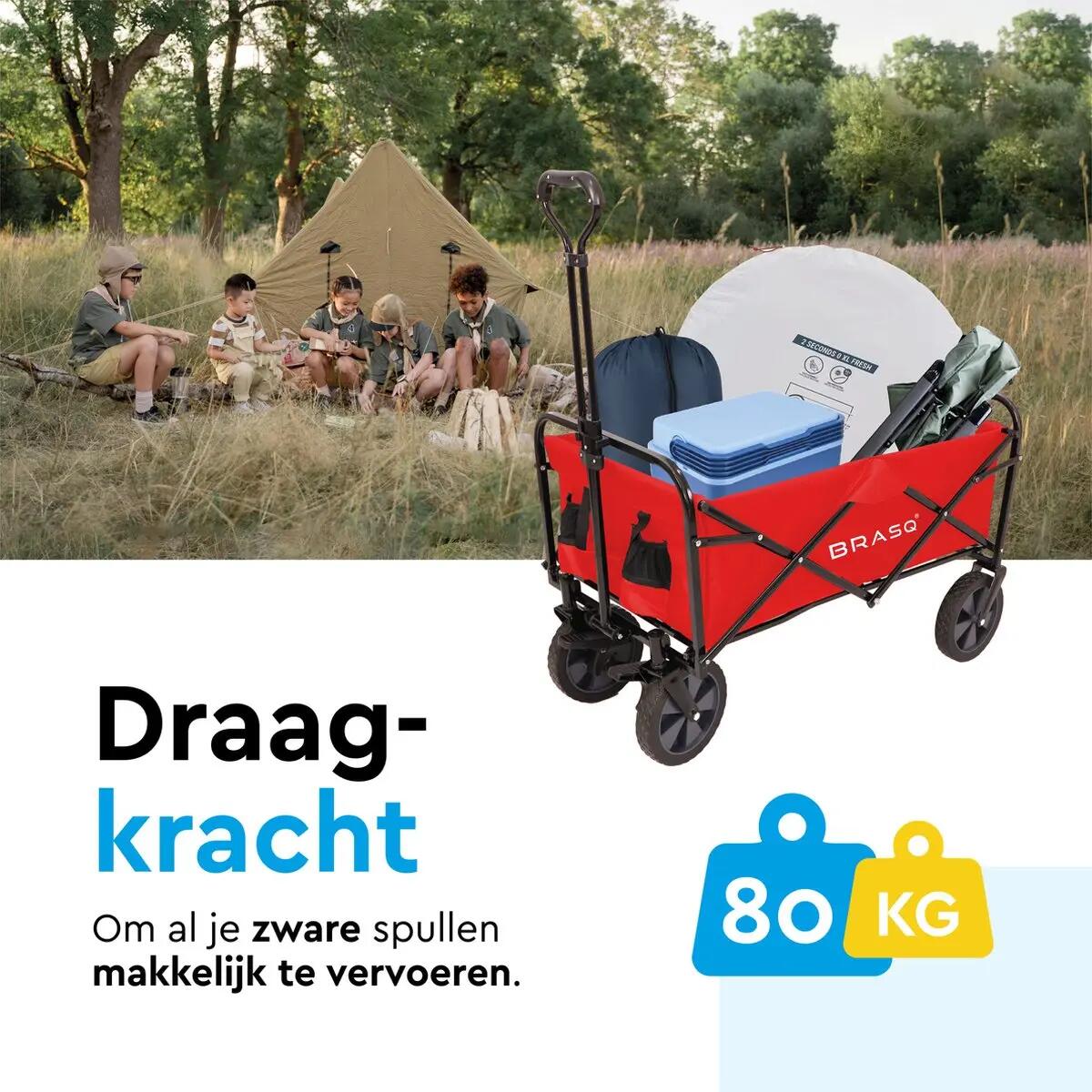 BRASQ Bolderkar Opvouwbaar - 100 Liter - 80 KG Draagkracht - Rood 3/11