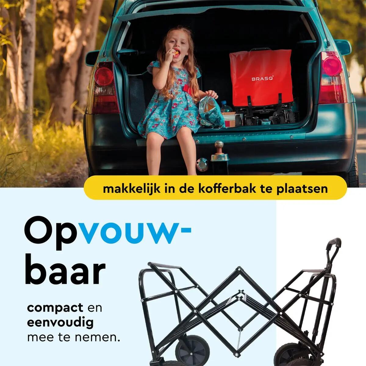 BRASQ Bolderkar Opvouwbaar - 100 Liter - 80 KG Draagkracht - Rood 2/11
