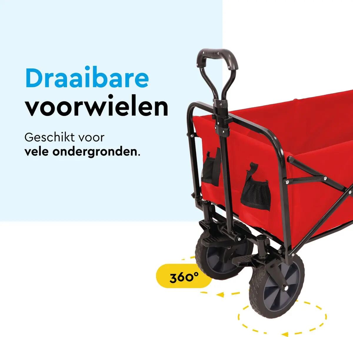 BRASQ Bolderkar Opvouwbaar - 100 Liter - 80 KG Draagkracht - Rood 11/11
