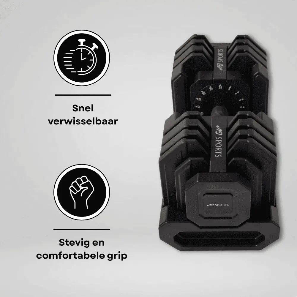 Verstelbare Dumbbells 25kg Zwart 3/7