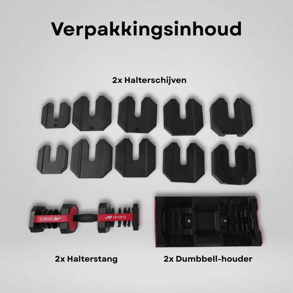 Verstelbare Dumbbells 25kg Rood 6/7