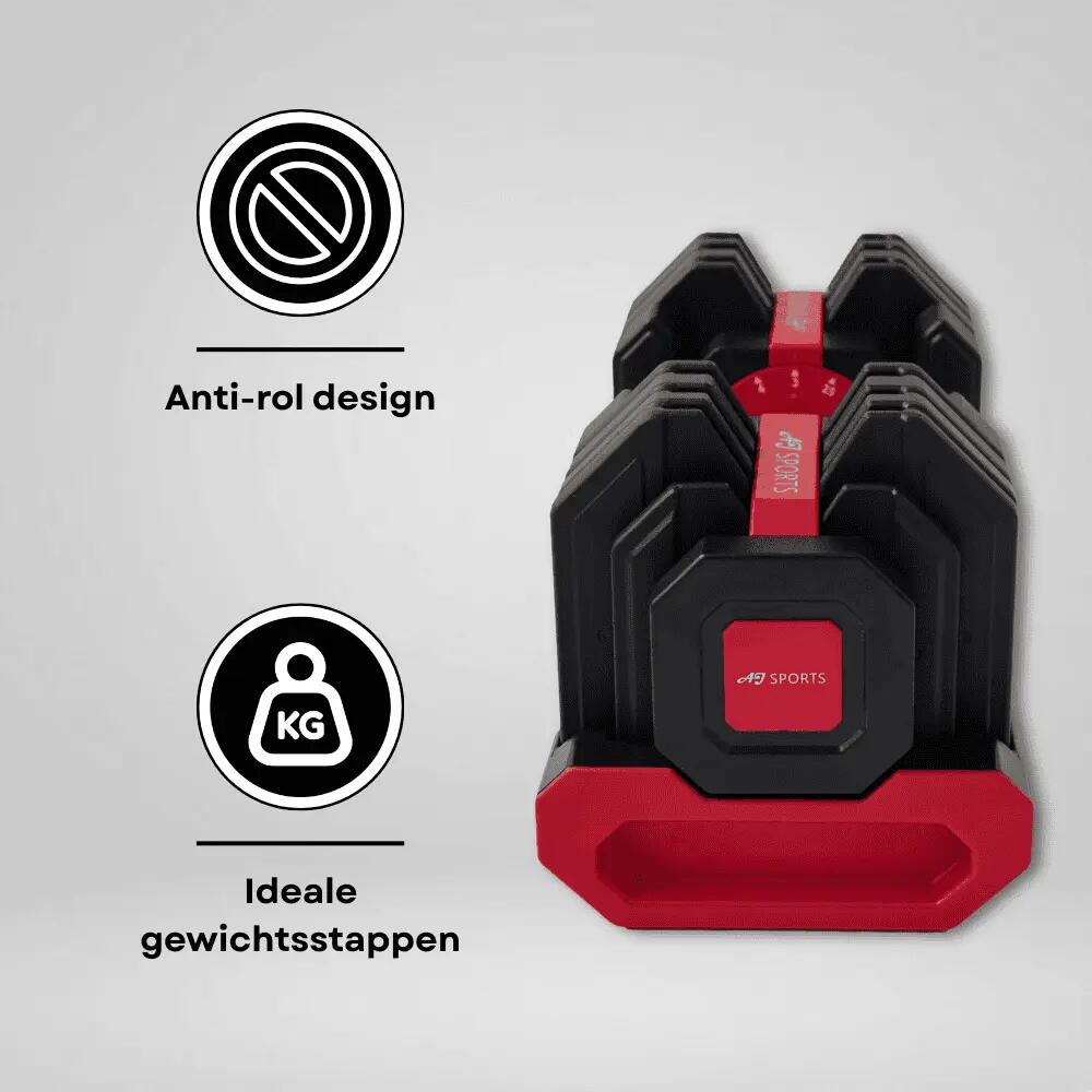 Verstelbare Dumbbells 25kg Rood 5/7