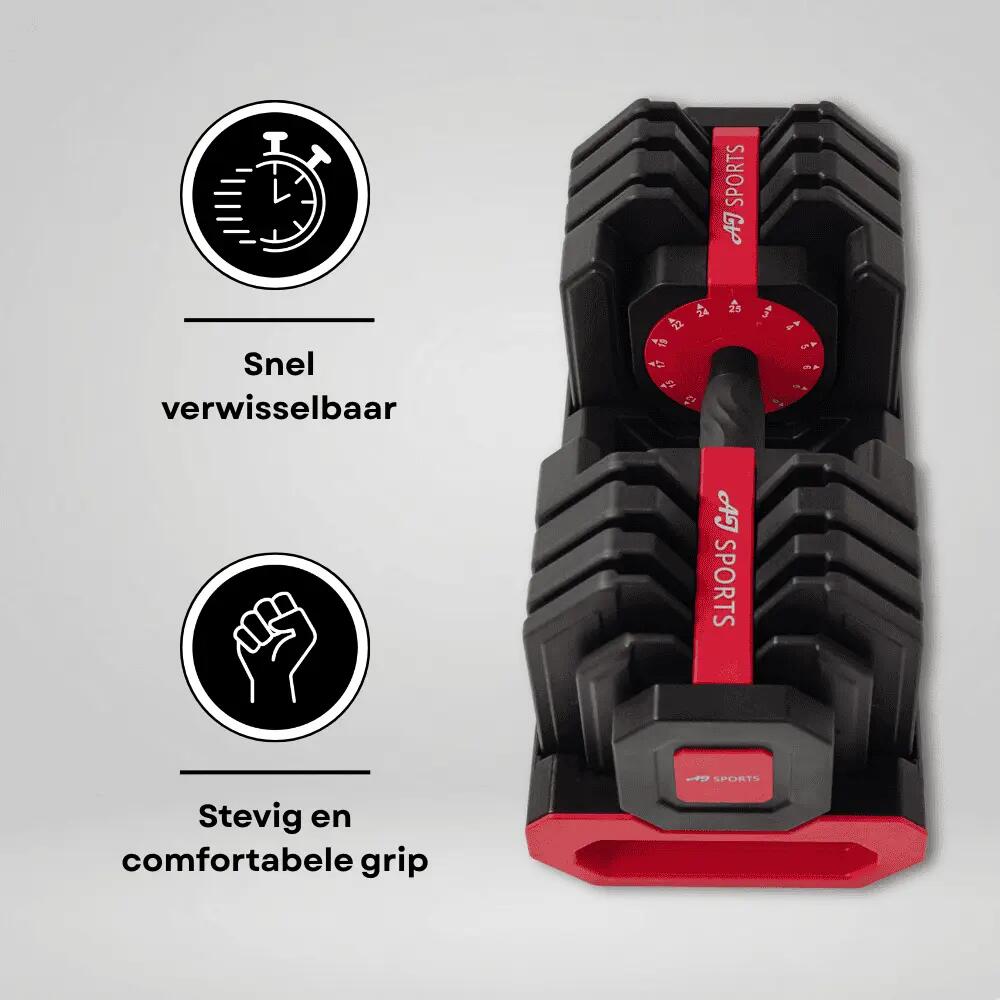 Verstelbare Dumbbells 25kg Rood 3/7