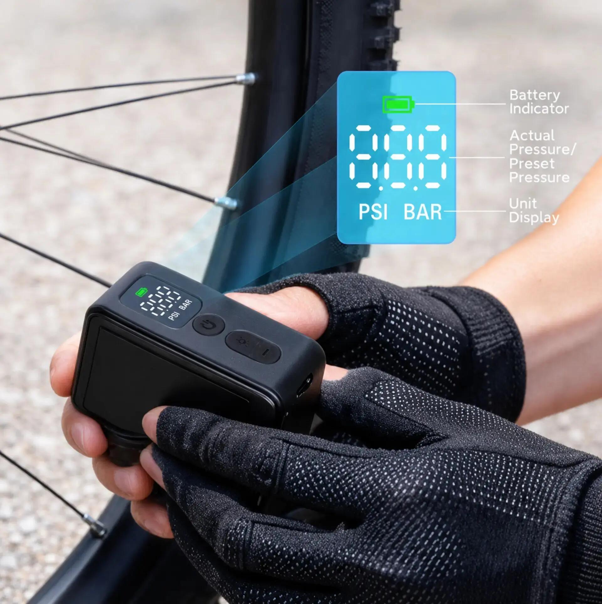 Mini pompka elektryczna rowerowa 120 PSI - automatyczne wyłączenie - manometr 4/4