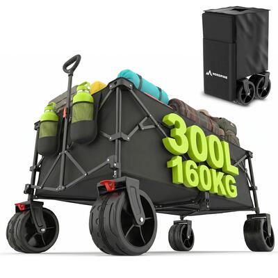 Opvouwbare bolderwagen met 300 l opbergruimte en rubberen banden met rem voor ca
