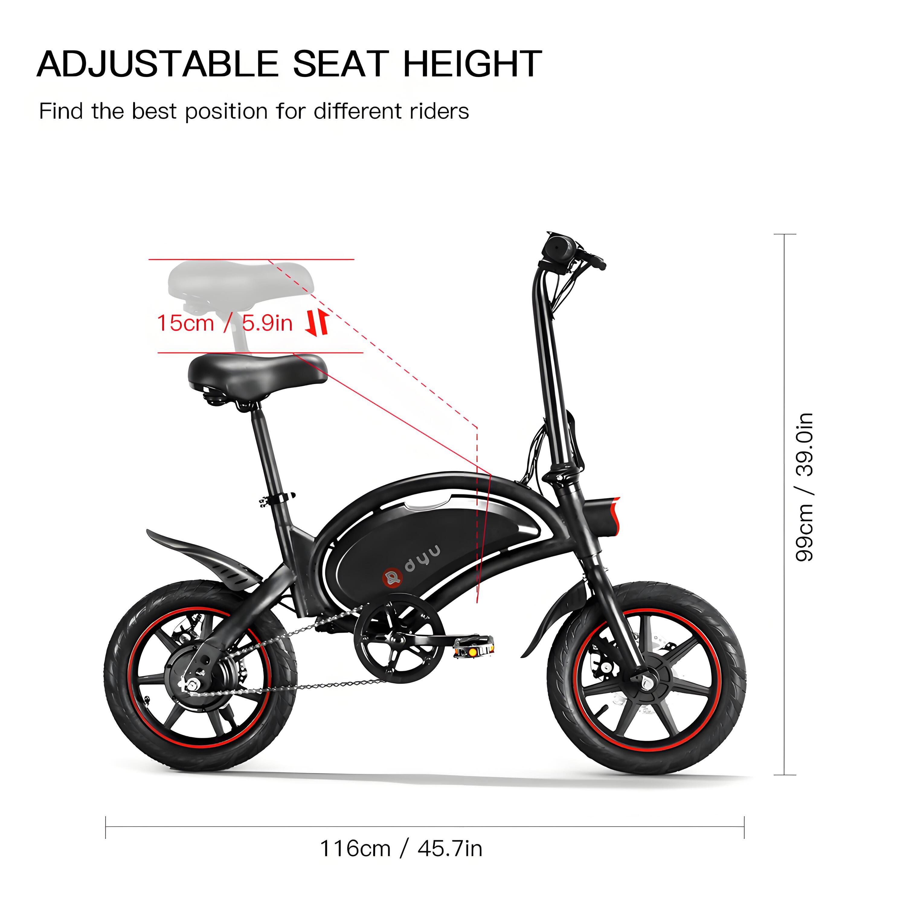 Mestský elektrobicykel pre dospelých DYU D3F dvojité kotúčové brzdy 25km/h 12/13