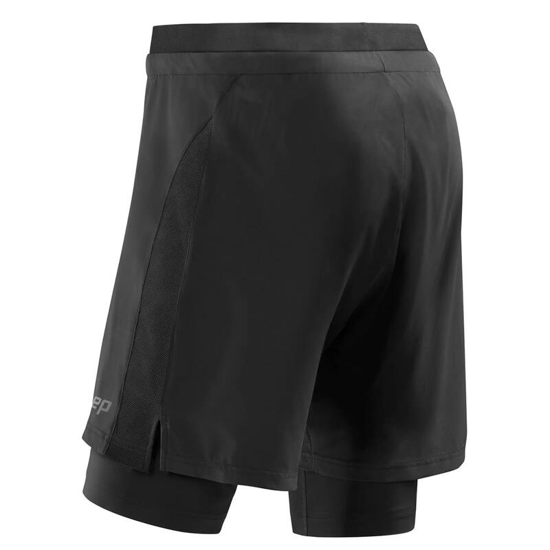 Pantaloni scurti alergare pentru barbati cu compresie Shorts 2 in 1 - negru